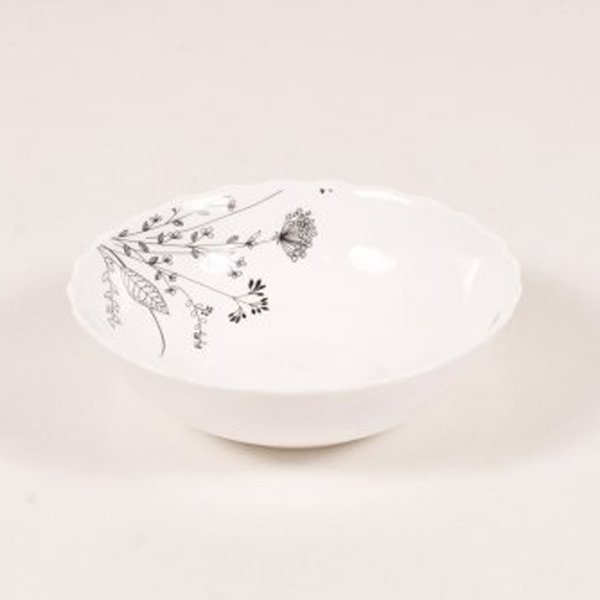 Тарілка VITTORA для супу чорно біле суцвіття Wave 450 мл. V-175BW